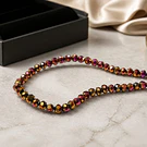 Cristal de 4 mm, color rosa y dorado tornasol metálico tira de 128 cristales aprox.