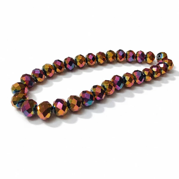 Cristal 10 x 8 mm, tonos rojizo metalico tornasol set de 20 unidades
