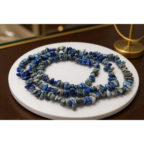 Lapislazuli piedra chip, piedra pequeña, tira de 80 cm aprox