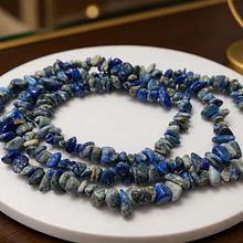Lapislazuli piedra chip, piedra pequeña, tira de 80 cm aprox