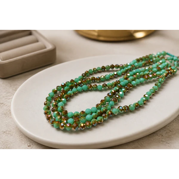 Cristal facetado de 4 mm verde claro y café, tira de 120 unidades aprox