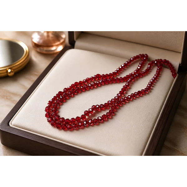 Cristal de 4 mm color rojo tornasol, tira de 120 cristales aprox