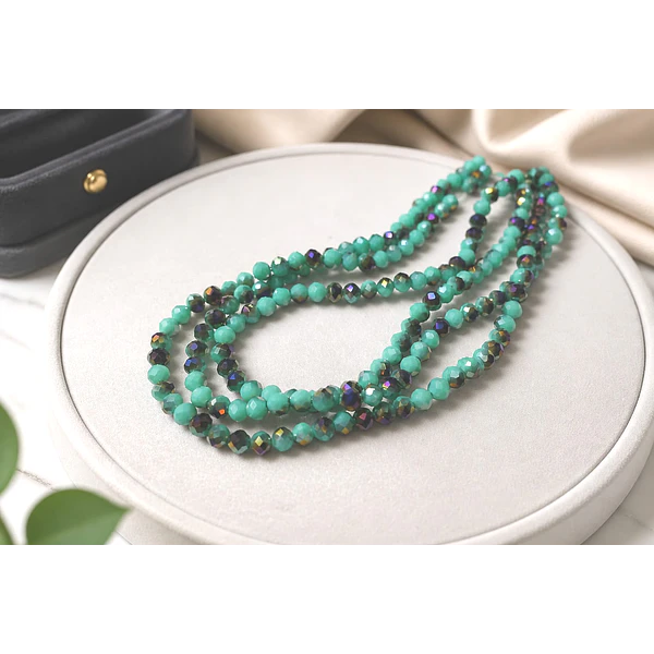 Cristal de 4 mm color jade y morado tornasol, tira de 120 cristales aprox