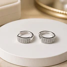 Aro baño de plata con zirconia, 19 x 6 mm, por par
