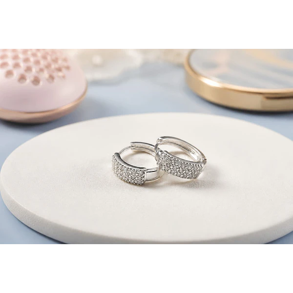 Aro baño de plata con zirconia, 19 x 6 mm, por par