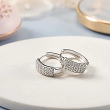 Aro baño de plata con zirconia, 19 x 6 mm, por par