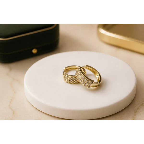Aro baño de oro con zirconia, 20 mm, por par