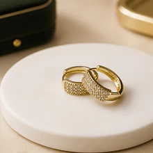 Aro baño de oro con zirconia, 20 mm, por par