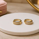 Aro baño de oro con zirconia, 20 mm, por par