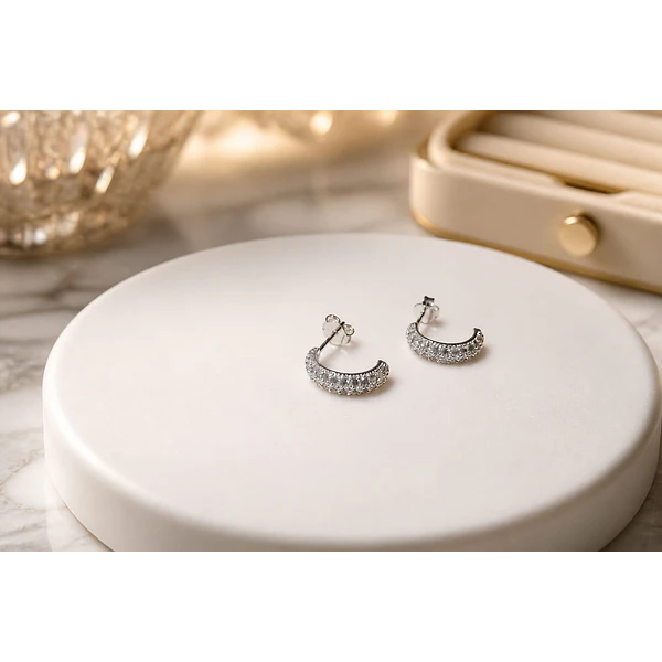 Aro terminado zirconia baño de plata, 15 mm, por par