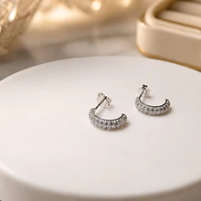 Aro terminado zirconia baño de plata, 15 mm, por par