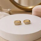 Aros zirconia con base baño de oro, 15 x 15 mm, 7 mm, de ancho, por par