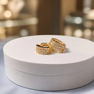 Aros zirconia baño de oro, 15 mm, por par