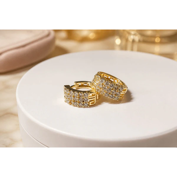 Aros zirconia baño de oro, 15 mm, por par