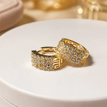 Aros zirconia baño de oro, 15 mm, por par
