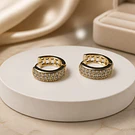 Aro baño de oro con zirconia, 16 x 6 mm, por par