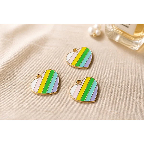Dije corazón esmaltado, 20 x 17 mm, por unidad