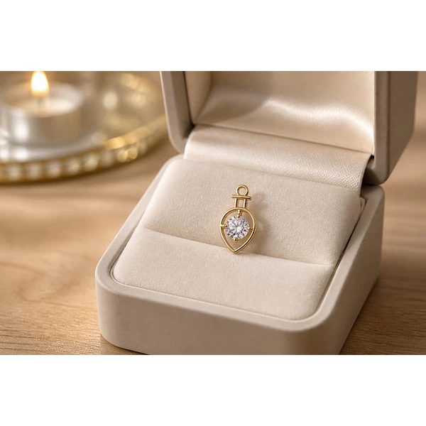 Colgante zirconia y baño de oro, 17 x 10 mm, por unidad