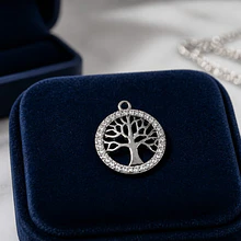 Colgante baño de plata, en forma de árbol, 18 mm, por unidad