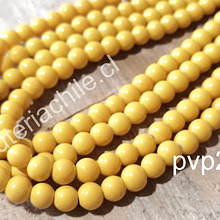 Perla de vidrio amarillo de 6 mm, tira de 72 perlas aprox