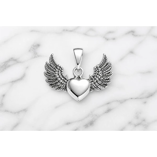 Colgante corazón detente baño de plata, 34 x 25 mm, por unidad