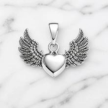 Colgante corazón detente baño de plata, 34 x 25 mm, por unidad
