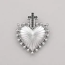 Colgante baño de plata corazón detente con circones, 21 x 26 mm, por unidad
