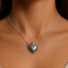 Colgante baño de plata corazón detente con circones, 21 x 26 mm, por unidad