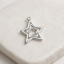 Colgante baño de plata en forma de estrella, 30 x 25 mm, por unidad