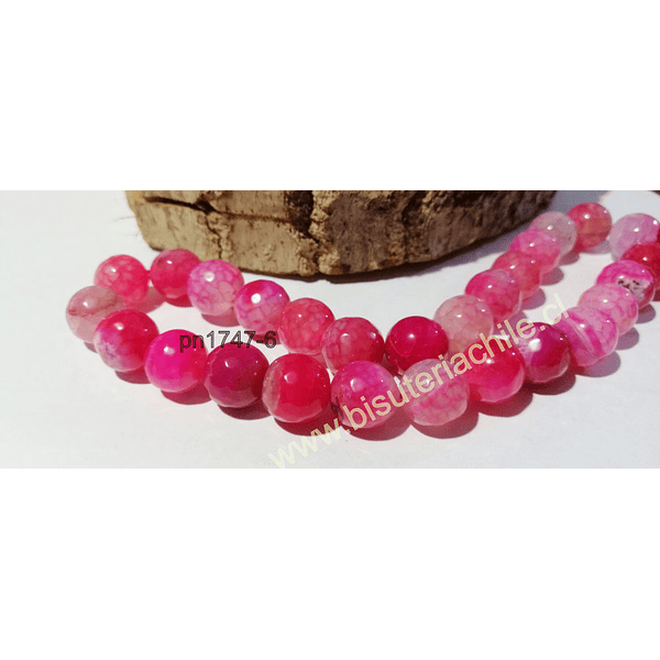 Agata 14 mm en tonos  rosados, tira de 12 unidades