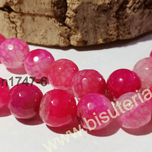 Agata 14 mm en tonos  rosados, tira de 12 unidades