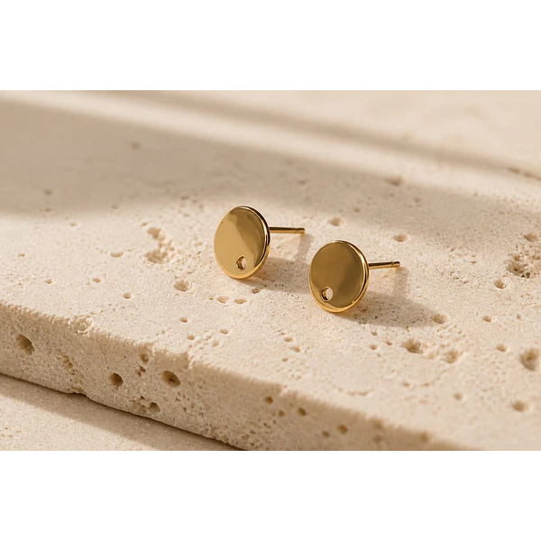 Base de aro de acero dorado, 8 mm, por par