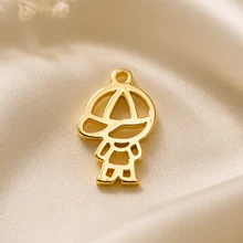Dije baño de oro en forma de niño, 26 x 17 mm, por unidad