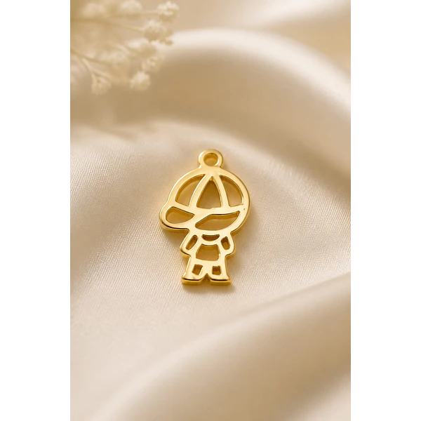 Dije baño de oro en forma de niño, 26 x 17 mm, set de 6 unidades (por mayor)