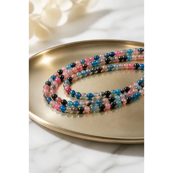 Agata de 4 mm en tonos celestes y rosados, tira de 92 piedras