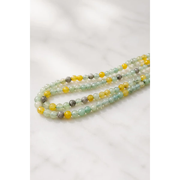 Agata facetada de 4 mm, verdes, grises y amarillo,  tira de 92 aprox.