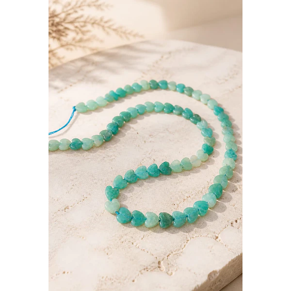 Amazonita aqua corazón, 6 x 6 mm, 2 mm de grosor, set de 10 unidades