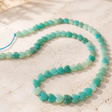 Amazonita aqua corazón, 6 x 6 mm, 2 mm de grosor, set de 10 unidades