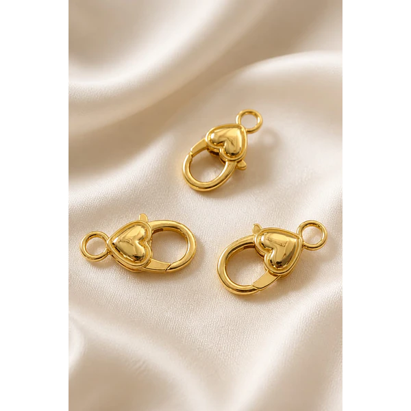 Mosquetón con diseño, baño de oro 18k, 25 x 12 mm, por unidad