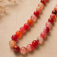 Agatas, Agata lisa de 6 mm, en tonos rosa profundo, tira de 63 piedras aprox