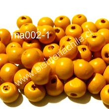 Cuenta de madera color amarillo 8 mm, bolsa de 25 grs. , 150 cuentas aprox.
