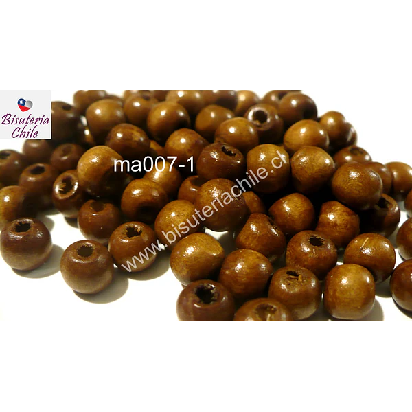 Cuenta de madera oscura  8 mm, bolsa de 25 grs. , 150 cuentas aprox