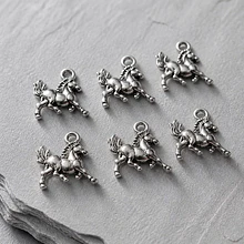Dije plateado caballo, 15 x 15 mm set de 6 unidades
