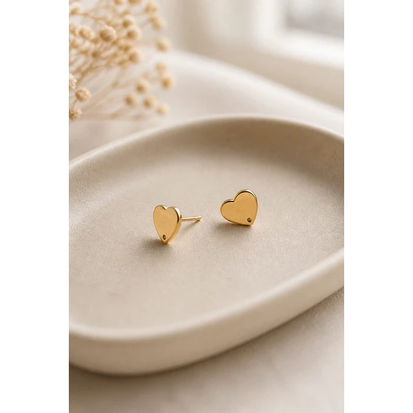 Base aro de acero dorado corazón, 11 mm por par