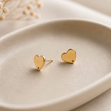 Base aro de acero dorado corazón, 11 mm por par
