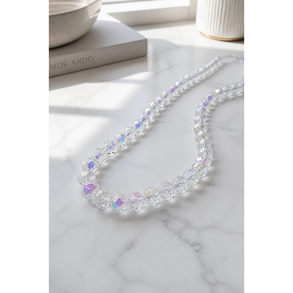 Cristal tornasol transparente, de 8mm por 6mm, tira de 69 unidades aprox