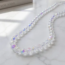 Cristal tornasol transparente, de 8mm por 6mm, tira de 69 unidades aprox