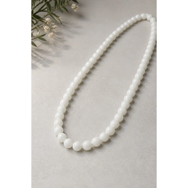 perla de vidrio color blanco de 8 mm, tira de 53 piedras aprox