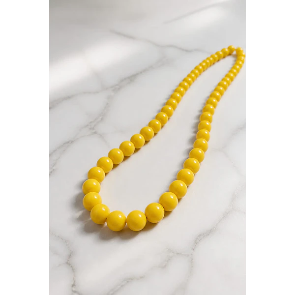 Perla de vidrio 8 mm color amarillo tira de 53 unidades