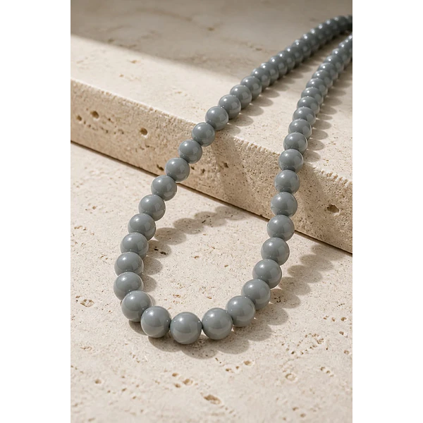 Perla de vidrio 8 mm color gris tira de 53 unidades